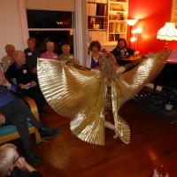 Celebrating Joy Carol's birthday - Katrina Valenzuela dancing, and cousin Mitch Raftery at the piano